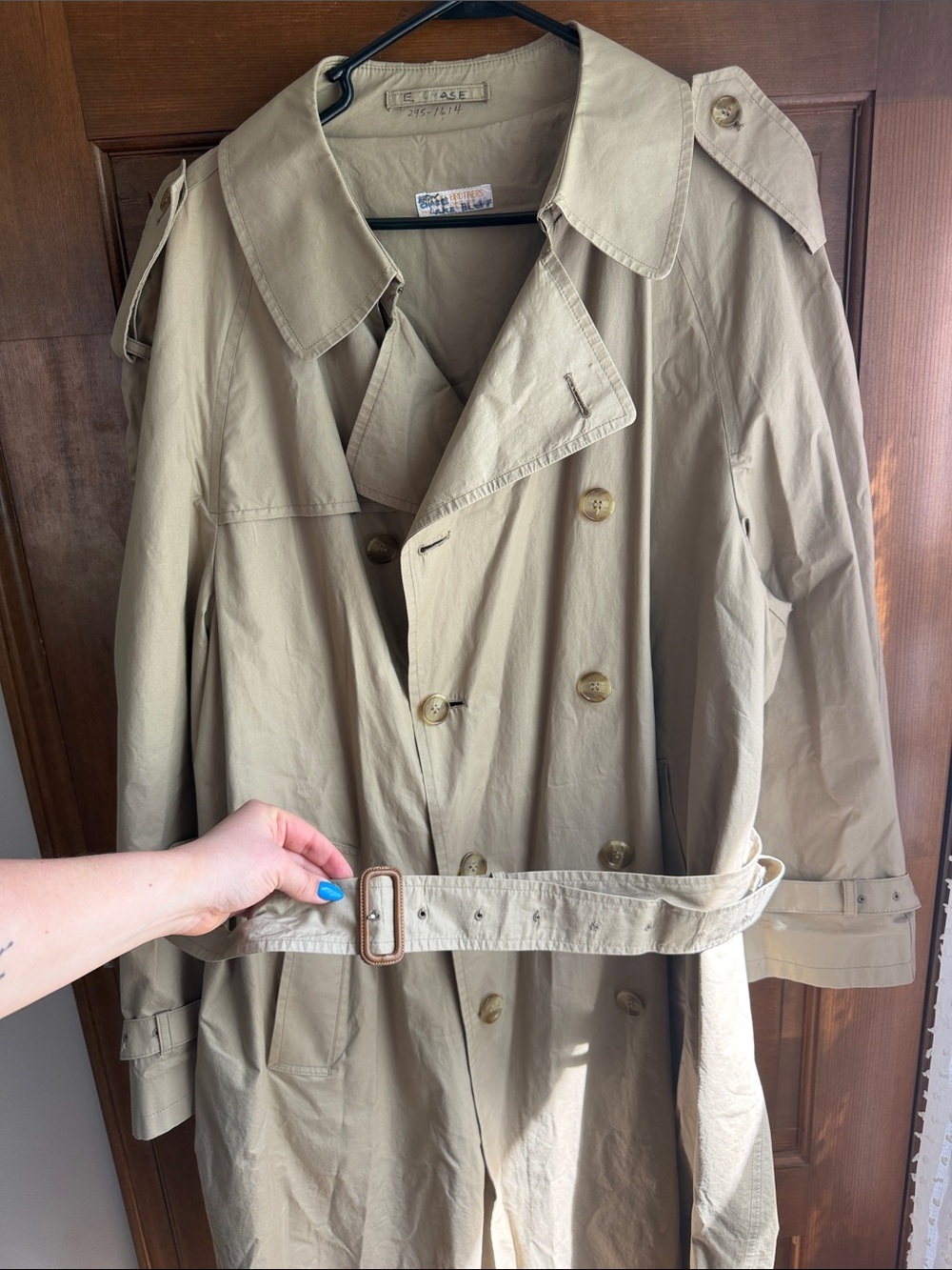 VINTAGE BROOKS BROTHERS DOUBLE BREASTED TRENCH COAT SZ 44 - Picture 3 of 12